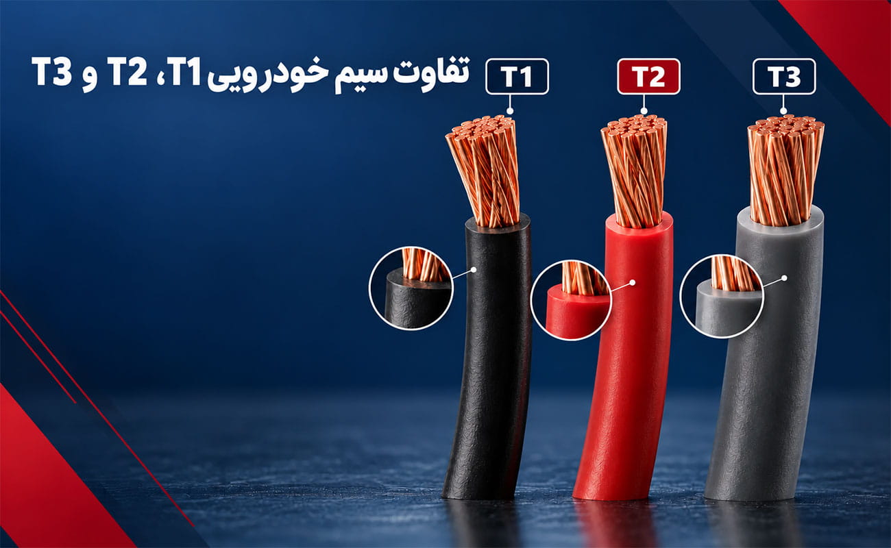 تبریز هادی 16 مقایسه سیم خودرویی T1، T2 و T3 با هادی مسی و عایق PVC